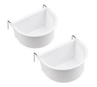 MEISH 2Pcs Bird Feeding Dish Bird Cage Feeding Bowls D-shaped Bird Food Plastic Cups with Hook Hanging Cup Food Dish