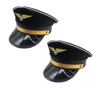 MEISH 2pcs Pilot Hat Adjustable Party Theme Caps Airplane Captain Hat Pilot Dress up Accessory for Halloween Cosplay Party