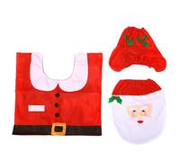 MEISH 3Pcs Christmas Toilet Cover Set Santa Claus Tank Rug Toilet Seat Cover for Christmas Bathroom Decoration Set