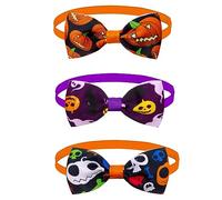 MEISH 3Pcs Halloween Dog Bowties Adjustable Dog Collar Pumpkin Bow Ties Pet Neckties Pet Supplies Bow Decoration Pet Bow Ties Costume for Halloween Thanksgiving