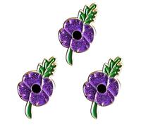 MEISH 3pcs Purple Poppy Flower Lapel Pin Memorial Day Brooch Lest We Forget Brooch Remembrance Day Jewellery for Men Women