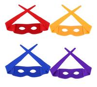 MEISH 4 Pcs Ninja Masks Set Adjustable Half Face Eye Masks Red Blue Purple Orange Hero Masquerade Masks Ninja Style Costume Accessories for Halloween Cosplay