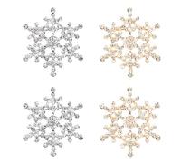MEISH 4 Pieces Snowflake Brooch Crystal Brooch Bridal Brooch for Parties Jewelry Gifts Retro Wedding, Gold and Silver