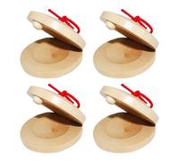 MEISH 4Pcs Wooden Castanets Finger Clackers Clappers Education Clappers Percussion Instruments Mini Clap Toys for Kids