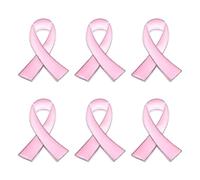 MEISH 6pcs Cancer Awareness Ribbon Pin Badge Pink Ribbon Brooch Metal Mental Health Pin Badge Breast Cancer Awareness Lapel Brooch for Charity Donation Event