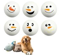 MEISH 6pcs Christmas Dog Snowball Dog Chew Toy Snowman Face Snowballs Fun Fetch Toy for Christmas Party (6.3cm)