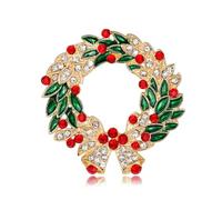 MEISH Brooch Pin Christmas Tree Wreath Pins Crystal Cute Enamel Pins Rhinestone Wreath Brooch for Xmas Decorations