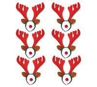 MEISH Christmas Reindeer Accessories 3D Elk Reindeer Antlers Attached Ears Headband and Red Nose for Christmas Masquerade Fancy Dress Accessories (12)
