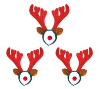 MEISH Christmas Reindeer Accessories 3D Elk Reindeer Antlers Attached Ears Headband and Red Nose for Christmas Masquerade Fancy Dress Accessories (6)