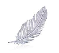 MEISH Feather Brooch Pin Delicate Rhinestone Feather Brooch Fashion Leaf Lapel Pins Elegant Crystal Brooch Clip for Wedding Birthday Gift