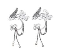 MEISH Halloween Elf Ear Cuffs Pearl Handcraft Elven Earring Wrap Earrings for Elven Cosplay Fantasy Costume with Pendant