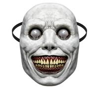 MEISH Scary Mask, Halloween Smiling Terror Latex Evil Full Head Mask, Realistic Horror Cosplay Creepy Costume for Party Masquerade Carnival Accessory