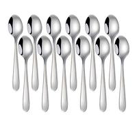 Meisha 12-Piece (5.2inches, 13.6cm) Teaspoons Stainless Steel Tea Spoon Set, Mirror Polishing Spoon with Oval Edge - Silver