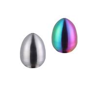 Meisha Salt and Pepper Shakers, Stainless Steel Egg Shape Salt and Pepper Dispenser, Perfect for Himalayan, Table Salt, White and Black Pepper (Set of 2) - Silver/Rainbow