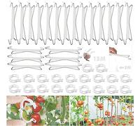 MEISHANG 40Pcs (20 sets of metal tomato hooks, 20 white buckles) Sturdy Tomato Hook Plants Garden Tomato Hooks Clips Plants Tomato Hooks With Garden Tomato Hook Double Tomato Hooks