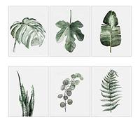 Meishe Art Modern Poster Print Tropical Leaf Watercolor Painting Botanical Plant Green Leaves Monstera Fern Popular Home Wall Decor 6pcs