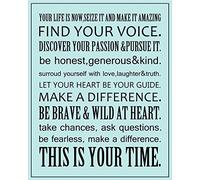 Meishe Art Motivational Phrases Posters Prints Your Life Is Now Seize It Make It Amazing This Is Your Time Home Wall Art Decor Inspirational Sign (40cm x 50cm)