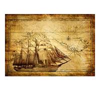 Meishe Art Old Sailing Ship Nautical Map Poster Print Wall Art Picture Home Decor (55cm x 80cm)
