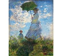 Meishe Art Poster Canvas Print The Walk, Woman with a Parasol (1875) by Claude Monet Classic Artwork Oil Painting Reproduction Home Wall Decor for Living Room Bedroom(40cm x 50cm)