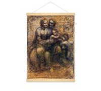 Meishe Art Poster Canvas Print Virgin and Child with St Anne by Leonardo da Vinci Sketch Drawing Oil Painting Reproduction Home Framed Wall Decor for Living Room Bedroom