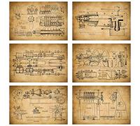 Meishe Art Poster Print Antique Mechanical Blueprint Structural Drawing Illustration Engineer Design Draft Basic Structure Construction of Schematic Diagram Wall Decor(20cm x 30cm)