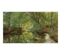Meishe Art Poster Print Landscape Forest Stream Small River by Peder Mork Monsted Oil Painting Reproduction Classic Artwork Home Wall Decor for Living Room Bedroom(57cm x 100cm)