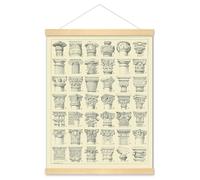 Meishe Art Poster Print Roman Column Ancient Chart Architecture Building Architectural Elements Illustration Collection Vintage Identification Reference Club Framed Home Wall Decor