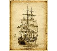 Meishe Art Sailing Ship Poster Print Art Picture Vintage Style Nautical Old Sailboat Home Wall Canvas Decor(30cm x 40cm)