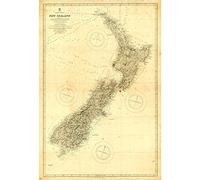 Meishe Art Vintage New Zealand Nautical Map Old Chart Home Wall Picture Art Decor(55cm x 81cm)