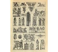 Meishe Art Vintage Poster Print Art Ancient Egypt History Famous Egyptian Culture Elements Sculpture Landmarks Building Architecture Vintage Home Wall Decor (42cm x 60cm)