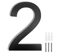 Meision House Number Anthracite Stainless Steel House Number RAL 7016 Fine Structure Powder Coated Solid Arial Font with Screws Height 20 cm - Number 2
