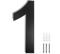 Meision House Number Anthracite Stainless Steel House Number RAL 7016 Fine Structure Powder Coated Solid Arial Font with Screws Height 20 cm - Number 1