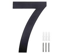 Meision House Number Anthracite Stainless Steel House Number RAL 7016 Fine Structure Powder Coated Solid Arial Font with Screws Height 20 cm - Number 7