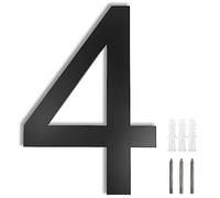 Meision House Number Anthracite Stainless Steel House Number RAL 7016 Fine Structure Powder Coated Solid Arial Font with Screws Height 20 cm - Number 4
