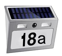 Meision Solar Lights for Outdoor Use with Motion Sensor, Solar Illuminated House Number, Stainless Steel, IP44 Waterproof, 120° Lighting Angle, Modern Style