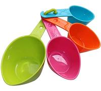 MEISO 4 Pieces Measuring Cups for Pet Food Spoon Set Plastic for Dogs, Cats and Bird Food, Kitchen Baking Cooking Accessories (Random Color)