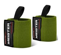 Meister 18" Elastic Wrist Wraps - Heavy-Duty Support for Weightlifting, Strength & Cross Training - Ranger Green