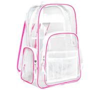 Meister All-Access Clear Backpack - Meets School & Event Security Bag Requirements - Pink/White