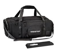 Meister Brawler Gym Bag for Fighters w/Zip-Out WrapHamper Wash Bag & Shoe Locker - Black