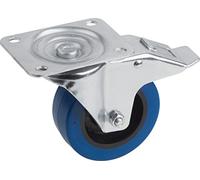 Meister Castor ✓ Brake ✓ 105 x 80 mm Plate ✓ Elastic Solid Rubber Wheels ✓ Soft Tread ✓ Roll Bearing Wheel/Castor Heavy Duty Roll, 802610