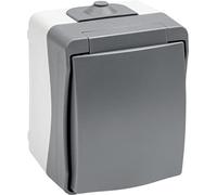 Meister Cave 1-Way-Surface-Mounted-IP44 Splash Protection Outdoor Use-Up to Cable Cross Section 2.5 mm² -Grey/Wet Room Surface-Mounted Socket / 7407010, Gray, 1-fach