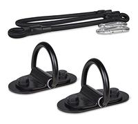 Meister D-Ring Anchor Kit for Double Ended Strike Bags - Floor and Ceiling Fixings with Elastic Bands and Carabiners