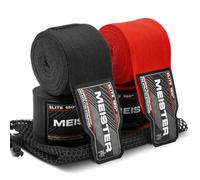 Meister Elite 180" Premium Adult Hand Wraps for MMA & Boxing - 2 Pair Pack w/Mesh Bag - Black/Blood Red