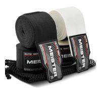 Meister Elite 180" Premium Adult Hand Wraps for MMA & Boxing - 2 Pair Pack w/Mesh Bag - Black/Vintage Ivory