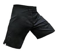 Meister Elite Flex Fighter Board Shorts for MMA Training and Gym Workouts - Blank No Logo - Black - Large (34-35)