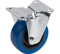Meister Fixed Castor ✓ 105 x 80 mm Plate ✓ Elastic Solid Rubber Wheels ✓ Soft Tread ✓ Roll Bearing Wheel/Castor Heavy Duty Roll, 802620