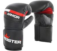 Meister Gel Armor Full-Grain Cowhide Leather Bag Mitts w/Wrist Support - Black - Small/Medium (14oz)