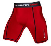 Meister MMA Compression Rush Fight Shorts w/Cup Pocket - Red - X-Large (36-37)