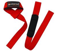 Meister Neoprene-Padded No-Slip Weight Lifting Straps for Grip (Pair) - Red