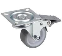 Meister Plate ✓ Polyurethane Swivel Castor Ø 50 mm ✓ Lock ✓ 60 x 60 mm Wheels ✓ Soft Tread ✓//Friction Bearing/Transport Roller Furniture Roller Heavy Duty Roller 802880